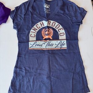 Cinch Navy Graphic Tee with Orange and White Accents